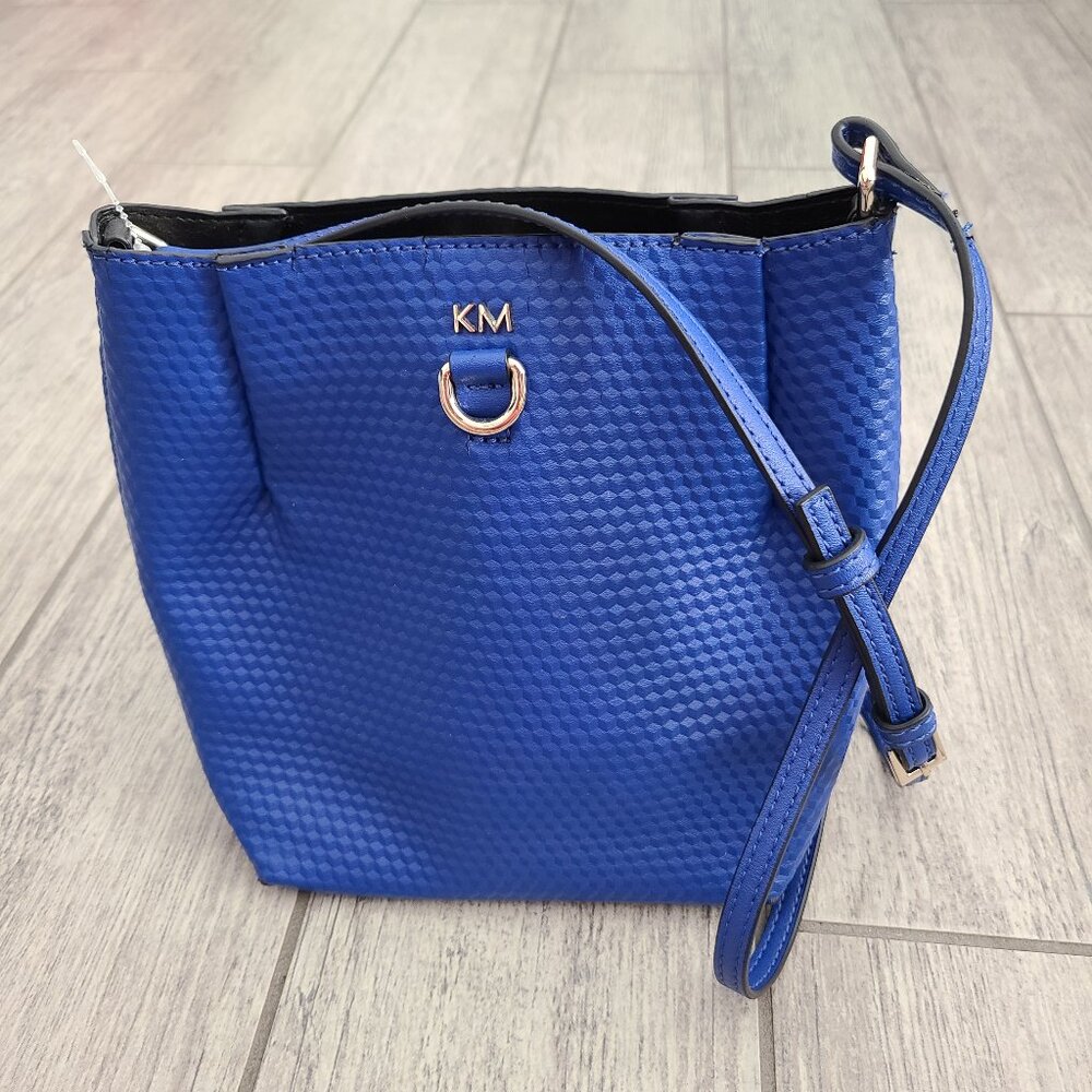 Karen Millen Women's Blue Textured Crossbody Shoulder Bag